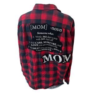 Mom Definition Plaid Flannel Shirt XL Classic Oversized Unique Mother's Day Gift